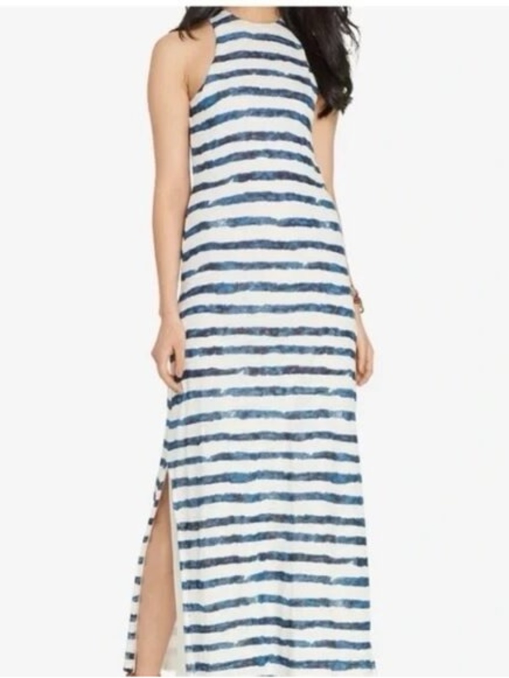 Ralph Lauren Linen Blue and White Striped Maxi Dress